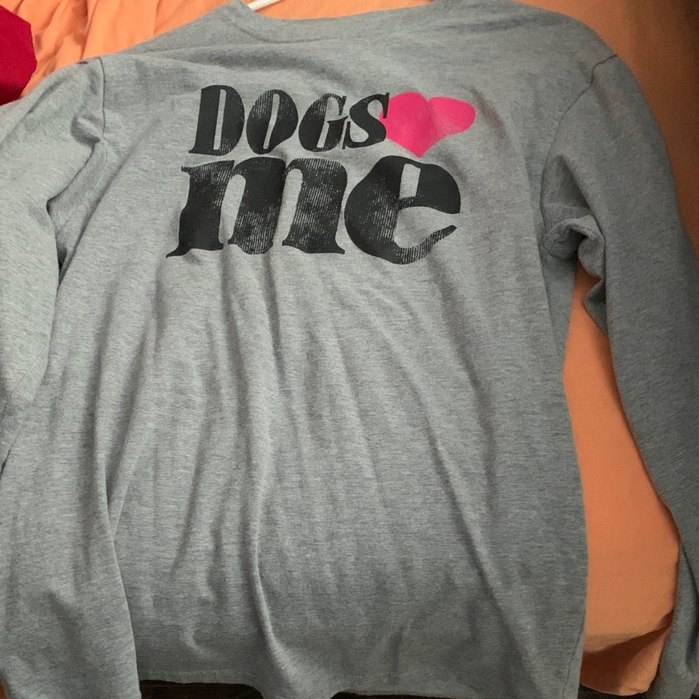 Modern Lux Gray and Pink 'Dogs Love Me' Long Sleeve Shirt